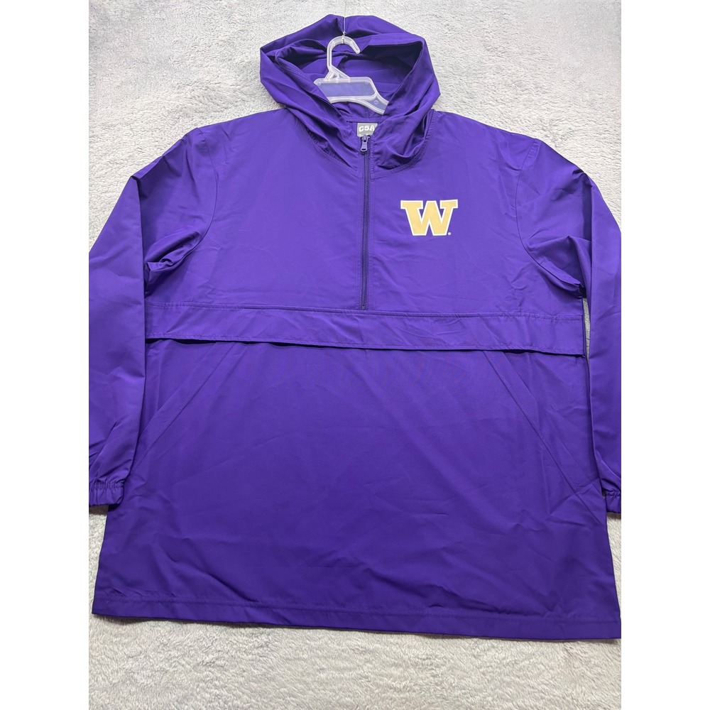 Washington Huskies‎ Mens XL Purple Half Zip Hooded Windbreaker Jacket NCAA